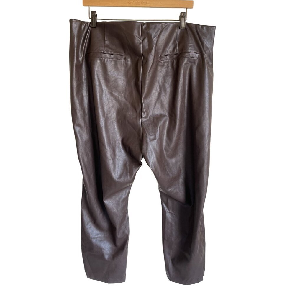 New! Old Navy Faux Leather Chocolate Brown Pants MSRP $49.95 Size 22 Extra High- - Picture 4 of 8